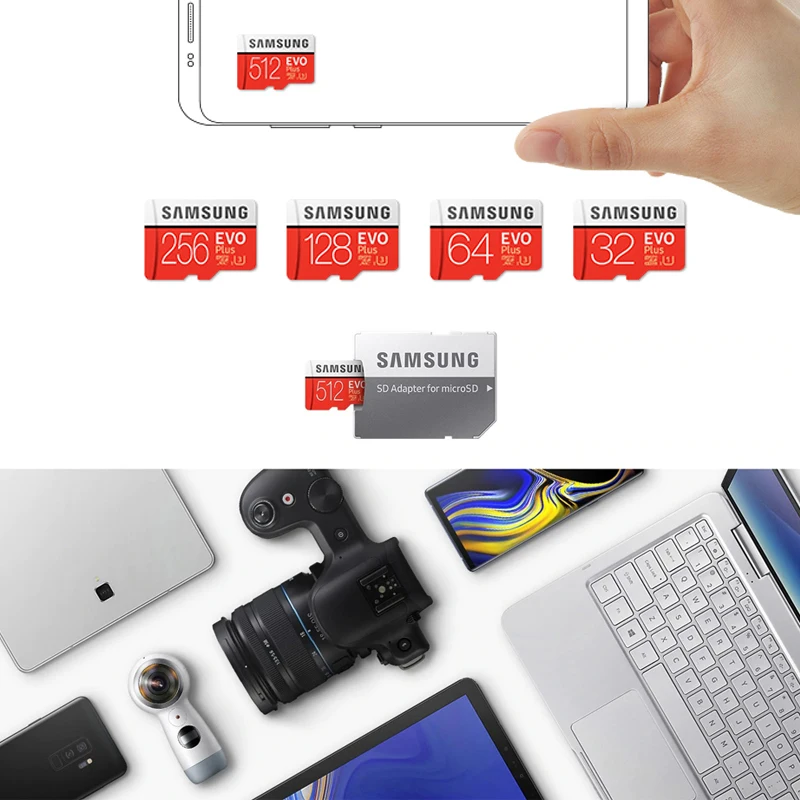 Карта памяти Samsung 256GB 128GB 64GB SDXC 32GB Micro SD Card SDHC EVO Plus Class 10 UHS-I TF карты для смартфонов/планшетных ПК