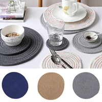 111824cm round cotton linen cup coaster heat resistant dining table cup plate mat for home protects table from burnt out