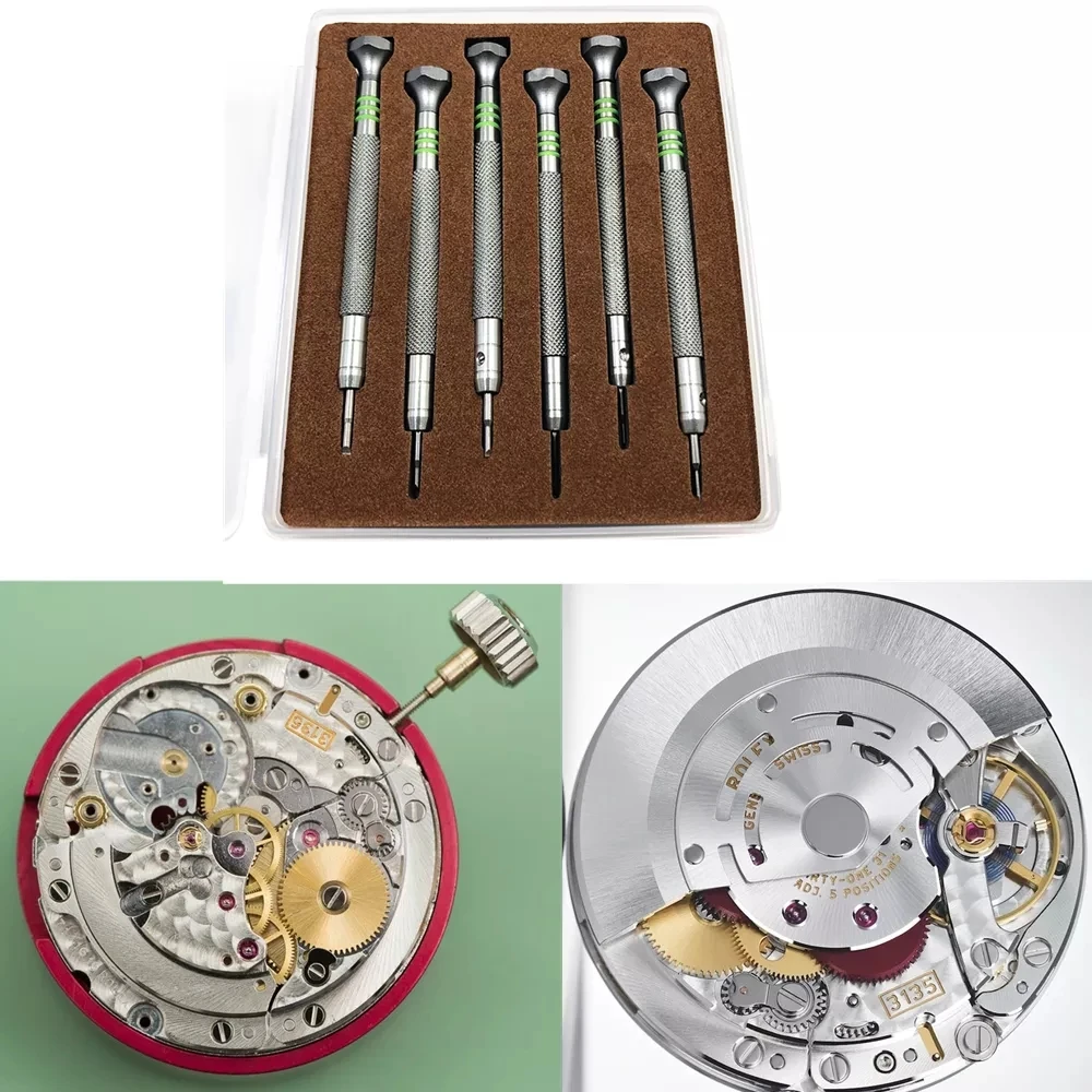 

6pcs Precision Steel Screwdrivers Kit Watchmaker Repair Screwdriver Hand Tools for Rolex 3135 2135 Watch Movement