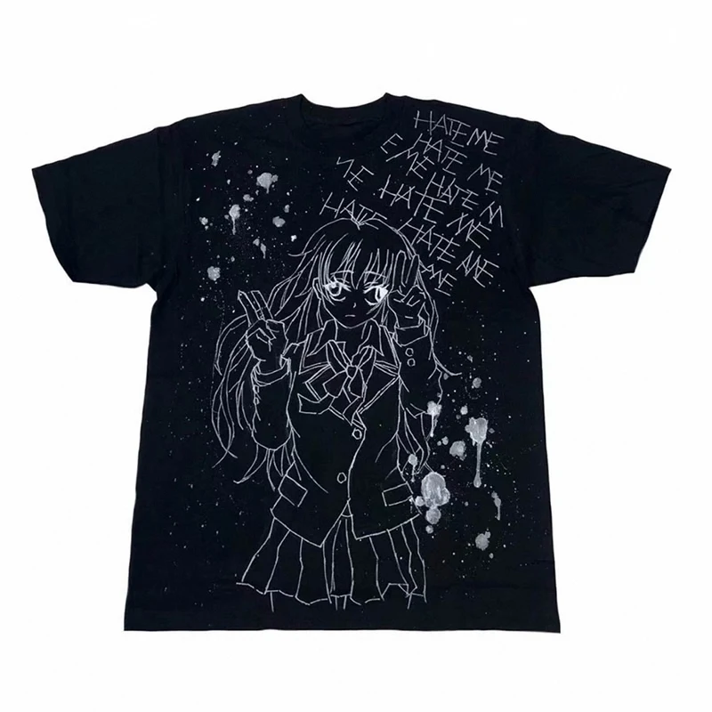 Эстетическая рубашка y2k винтажная Harajuku Kawaii Готическая в стиле панк уличная