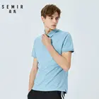 Мужская хлопковая футболка SEMIR, с коротким рукавом, повседневная, приталенная, однотонная, с отложным воротником, для бизнеса, 2020
