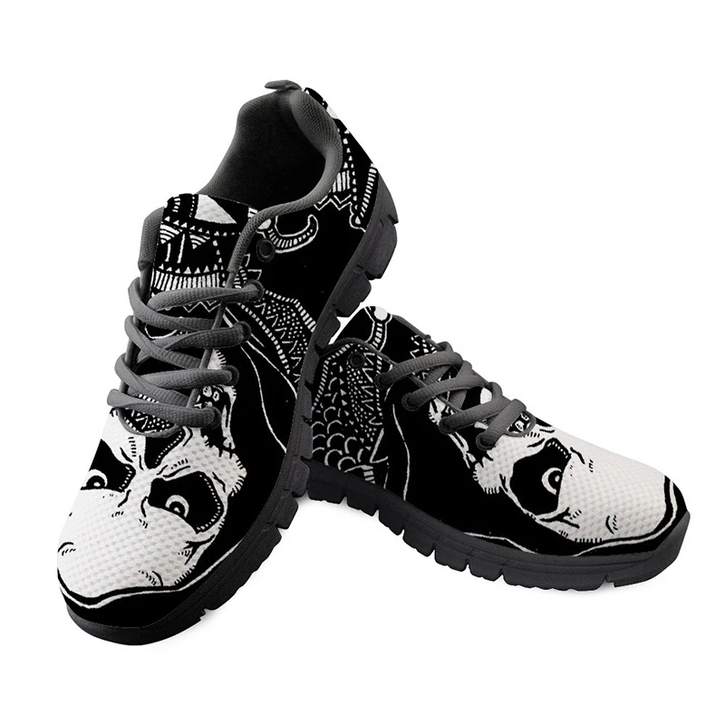 

New Running Shoe Print Women Sneakers Walking Shoes Slip On Skull Pattern Sport Trainning Outdoors Womans