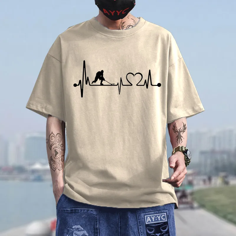 

Футболка мужская креативная с коротким рукавом, модная тенниска для хоккея, мотоцикла, велосипеда, автомобиля, с рисунком сердцебиения, ули...