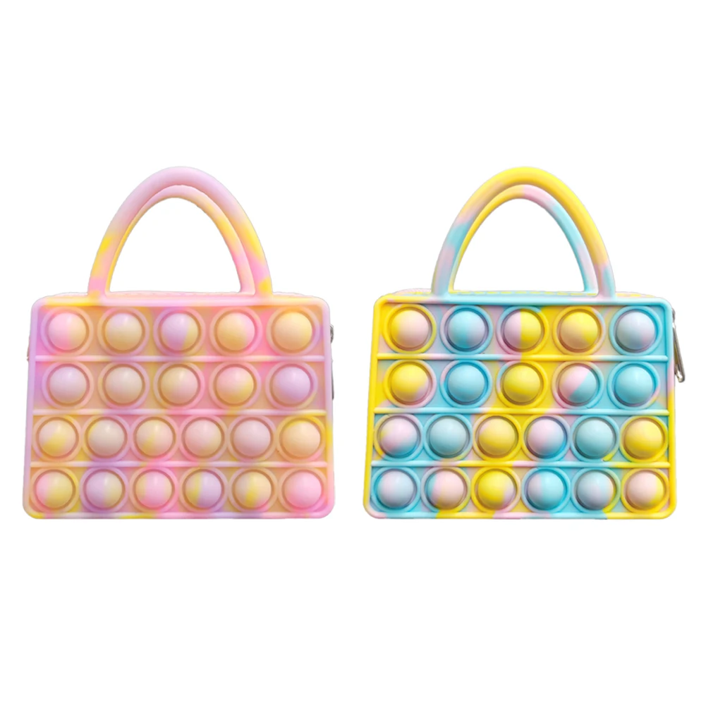 

New Anti-Stress Push Bubble Fidget Toys Handbag Camouflage Coin Storage Organizer Sensory Toy Decompression Press Storage Bag