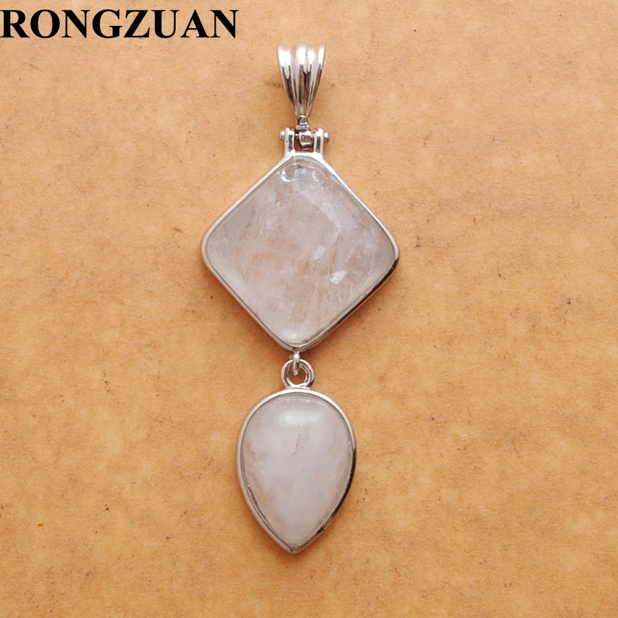 Crystal Серьги кулон для ожерелье с натуральными камнями квадратные капли Форма аметисты розовый кварц Лазурит авантюрин бирюзы опал BN386 - Окраска металла: Crystal