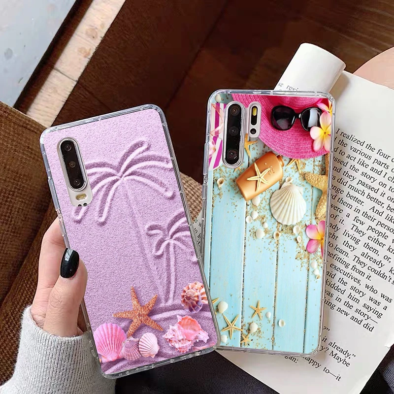 

Summer pineapple flowers Beach Shells Starfish transparent TPU soft phone case for Huawei P9 P10 P20 P30 P40 P40Pro cover