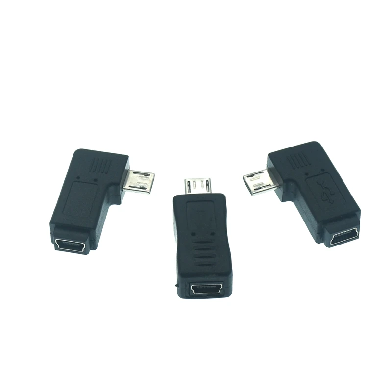 90 градусов левый и правый угловой микро-USB штекер на мини-USB гнездо адаптер
