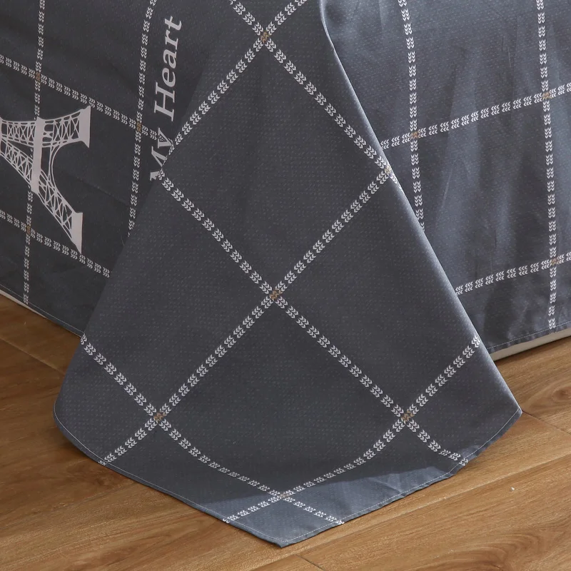 Домашний текстиль хлопковое удобное постельное белье простыня в клетку серого