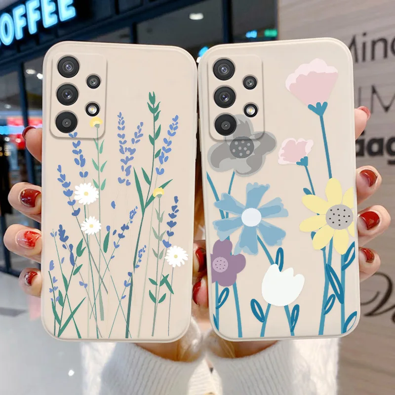 

Flower Phone Case For Samsung A51 A32 A50 Case For Samsung A 12 A31 A21S A52 A72 A12 A71 S21 Ultra Camera Protection Cover