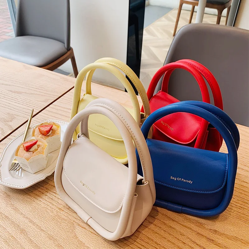 

Women Handbag French Style Fashion Temperament Klein Blue Handbag Solid Color All-Match Trend Messenger Bag Candy Color PU Bags