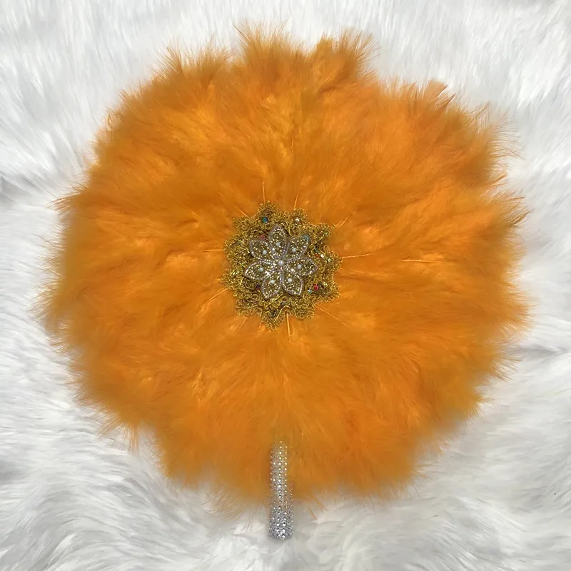 2pcs African Grey Turkey Feather Hand Fan Handmade Fans for Dance Wedding with Stones Double-sided Fan-30 | Дом и сад