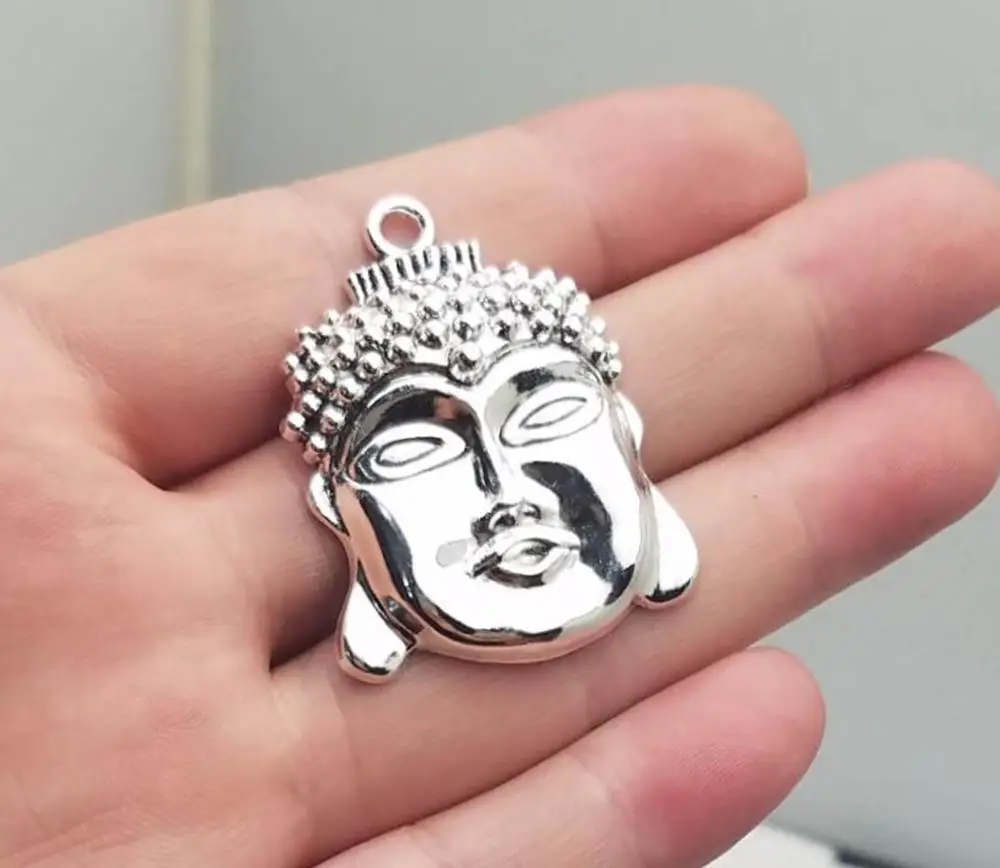 5 шт./партия-41x31 мм посеребренные Подвески в виде головы Будды в античном стиле Подвески для Diy брелок принадлежности для изготовления ювелирных изделий Аксессуары