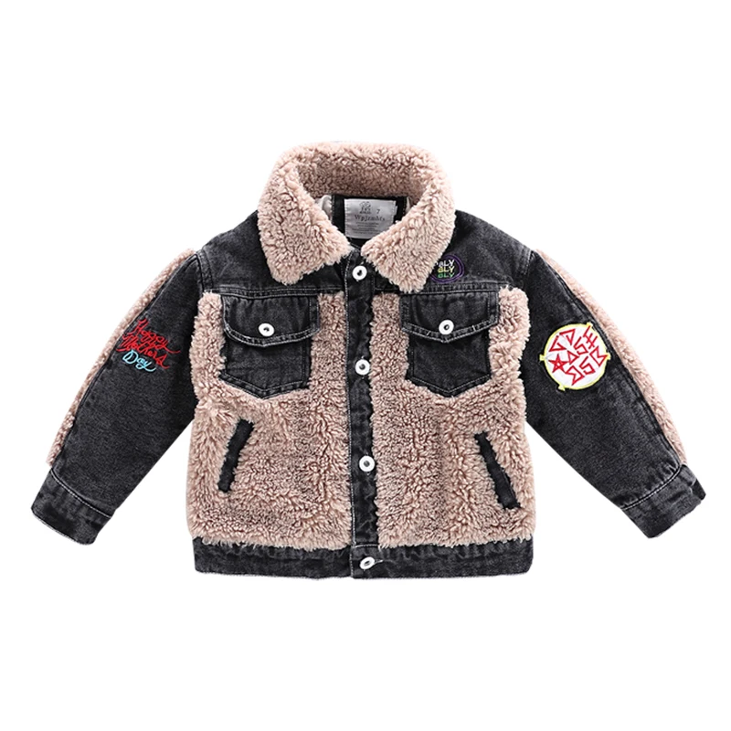 Новая Теплая одежда для малышей на осень и зиму детская джинсовая куртка