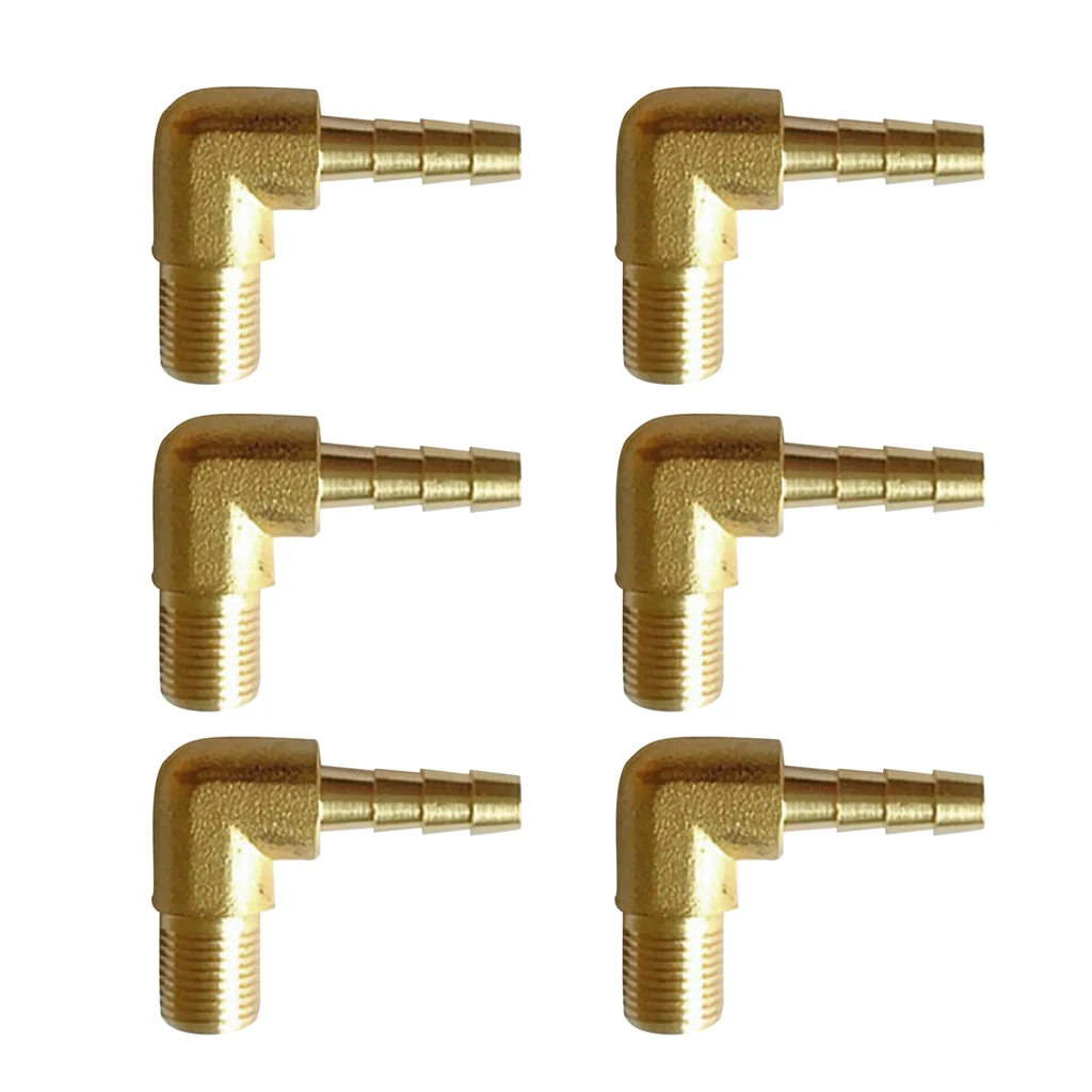 

6x Right Angle Male Elbow Hose Thread Connecting Barb Hose Air Connector
