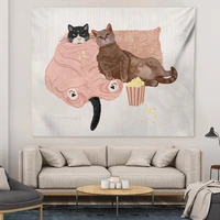 cat witchcraft tapestry wall hanging tapestries kawaii divination baphomet occult home wall living room bedroom decor
