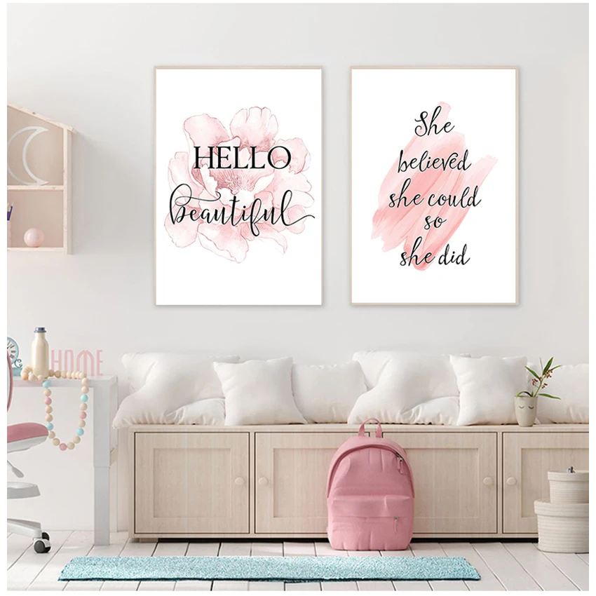 Фотография детской комнаты Декор для дома розовый цветок пиона плакат в