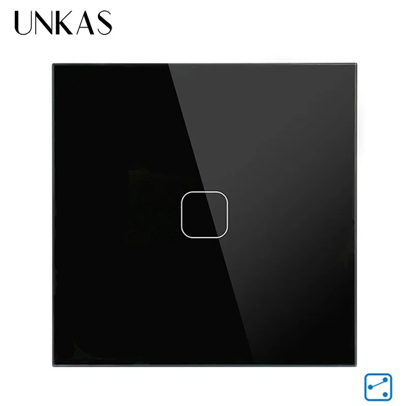 

UNKAS EU Standard Wall Ligth Touch Switch 1 Gang 2 Way Control Touch Screen Switch, Crystal Glass Panel, 220-250V