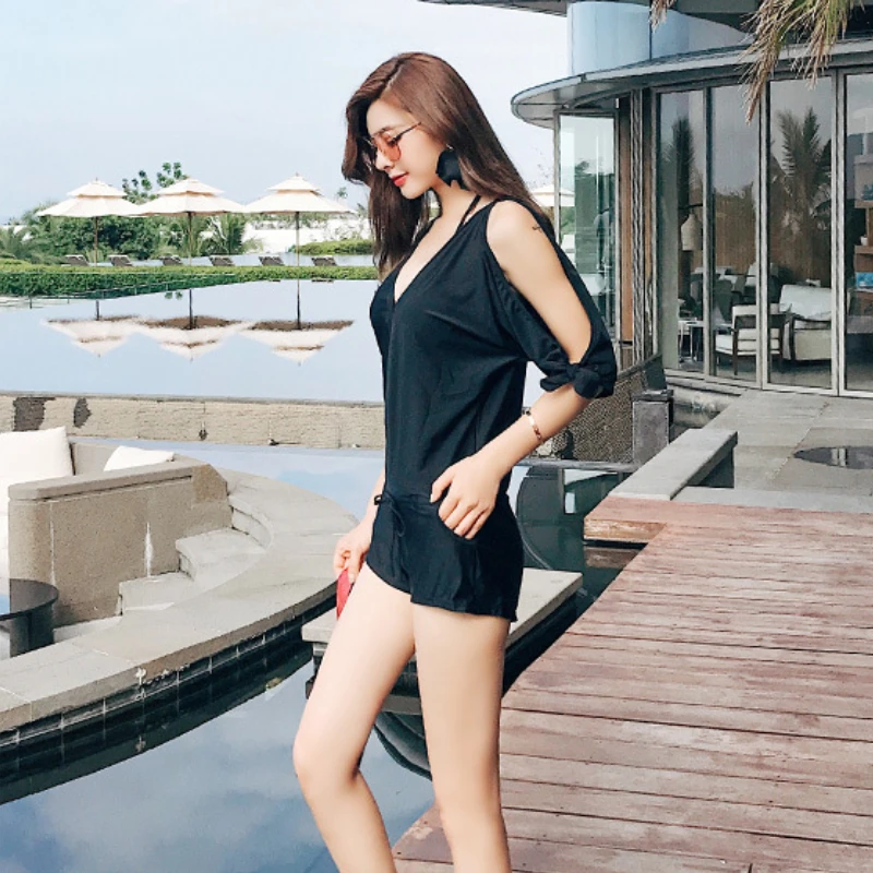 

2021 New Ladies Swimsuit Bikini Three-piece Burgundy Sexy Beach Hot Spring Swimwear Swimsuit Women Swimming Suit for Women