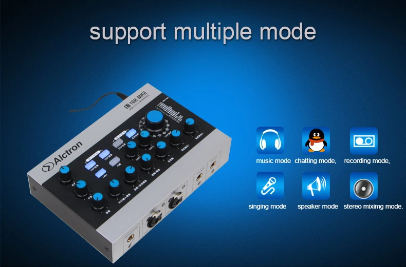 Alctron U16K MKII мульти-эффект USB звуковая карта аудио интерфейс полнофункциональный USB аудио интерфейс профессиональный для записи