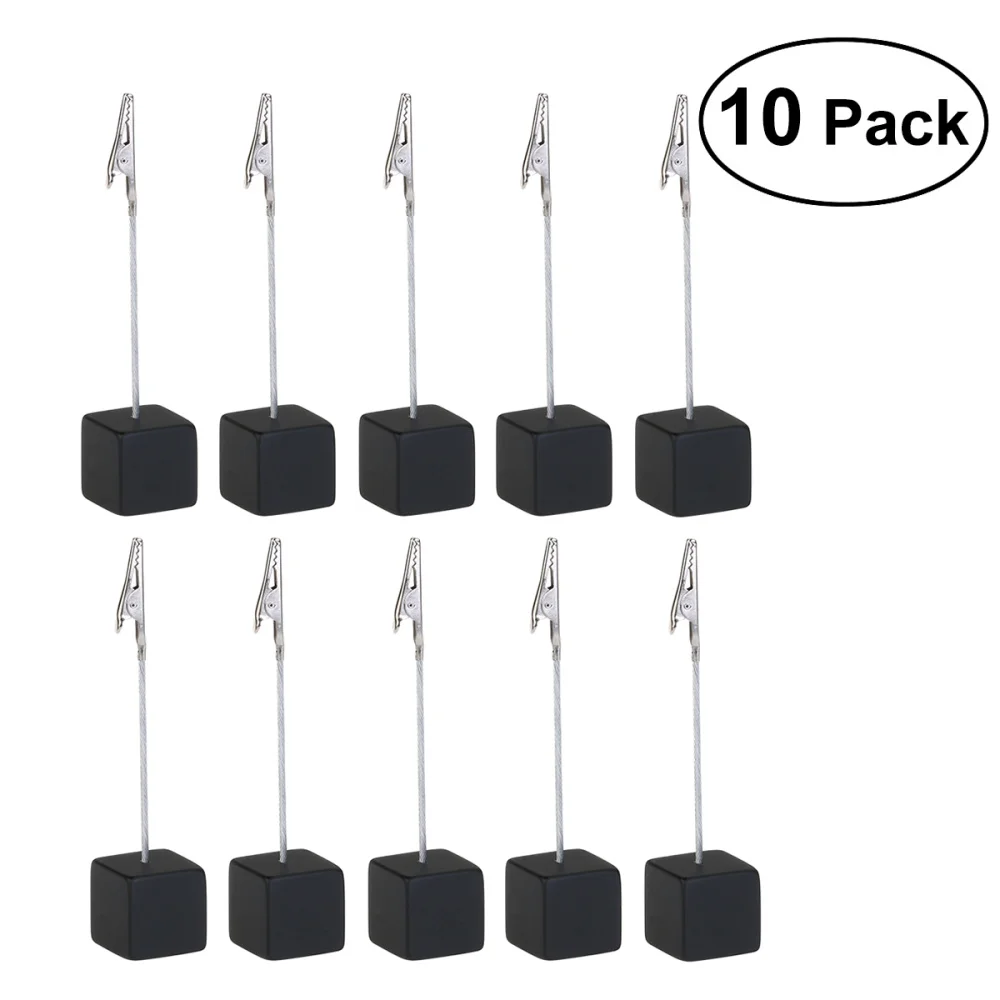 

NUOLUX 10pcs Cube Base Memo Photo Holder Paper Note Clip (Black)