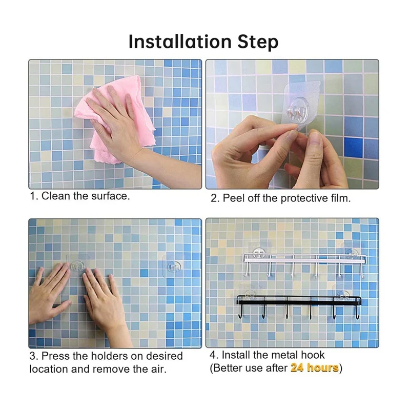 

Adhesive Wall Hooks Rack Kitchen Rail, Space Saving Wall Hanger No Drilling Wall MoUnted Accessory Hanger Pack Of 2