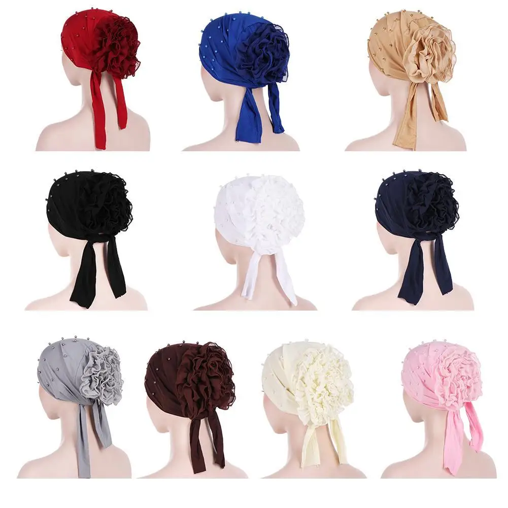 

1pcs Spring Autumn Women's Accessories Headdress Muslim Nail Dubai Hat Women's Cap Leisure Cap Big Headdress Bead Baotou Fl W0X3