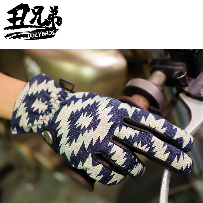 Мотоциклетные Перчатки Uglybros в стиле ретро мужские джинсовые перчатки из