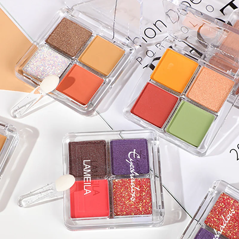4 цвета водонепроницаемая палитра теней для век перламутровые водостойкие