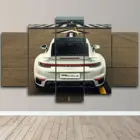 Холст без рамы, 5 шт., Порше 911, белый GT, спортивный автомобиль, настенные художественные плакаты, картины, домашний декор, украшение для гостиной