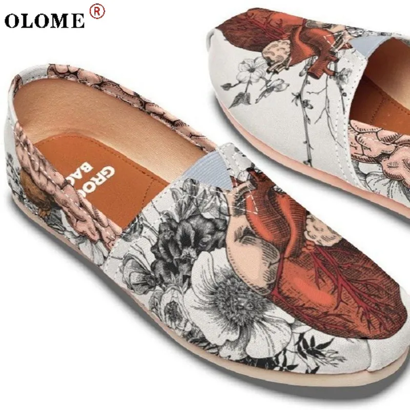 

Ladies Pull-on Flat Shoes Human Organ Printing Casual Shoes Designer Flat Shoes Comfortable All-match Lok Fu Women's Shoes 35-43