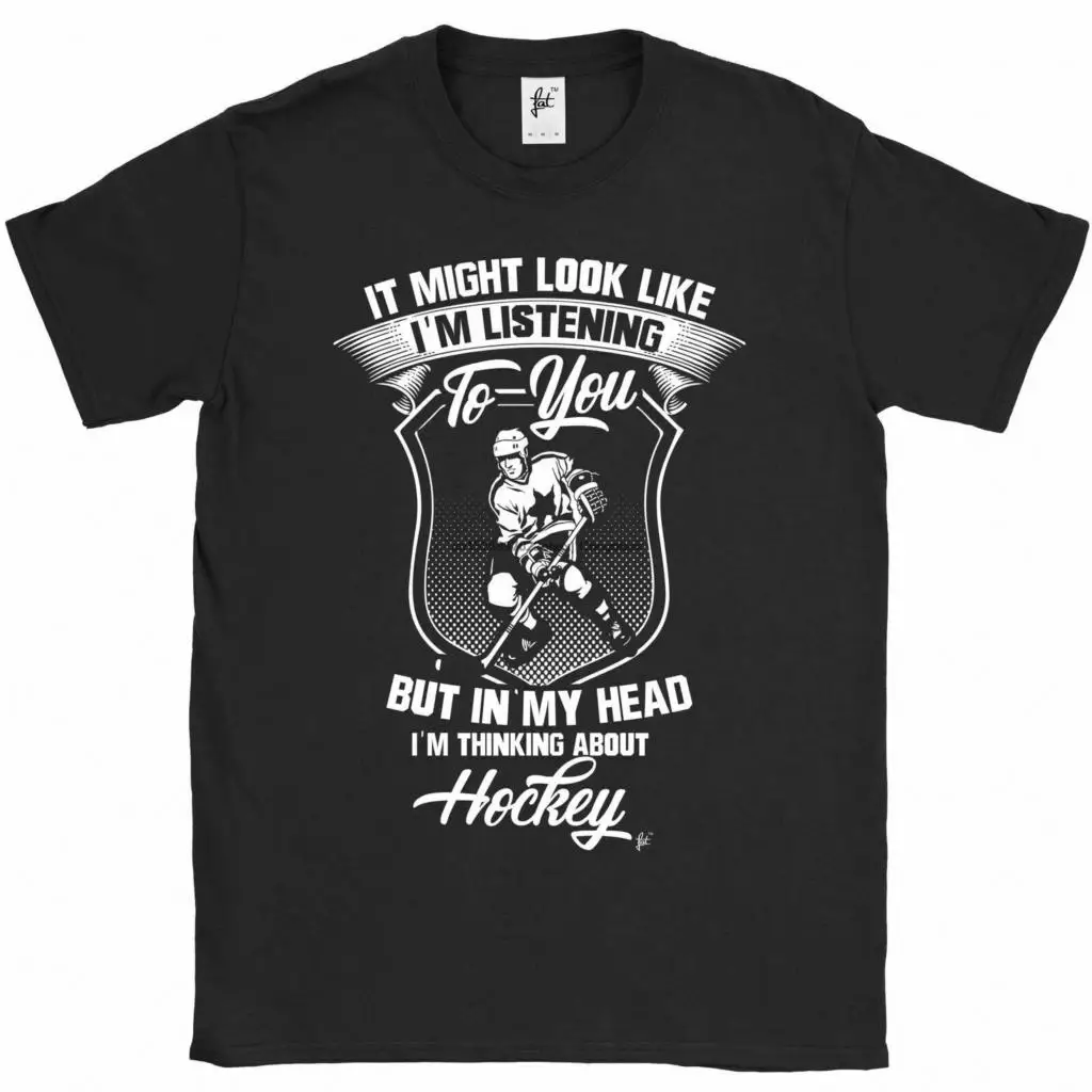 Похоже я слушаю но думаю о мужской футболке для хоккея (1) |