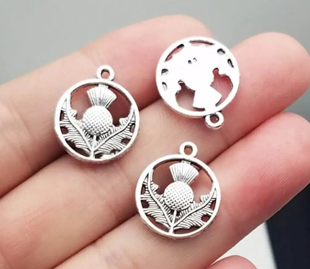 30 шт./лот-16 мм расторопши антикварные посеребренные Подвески товары для