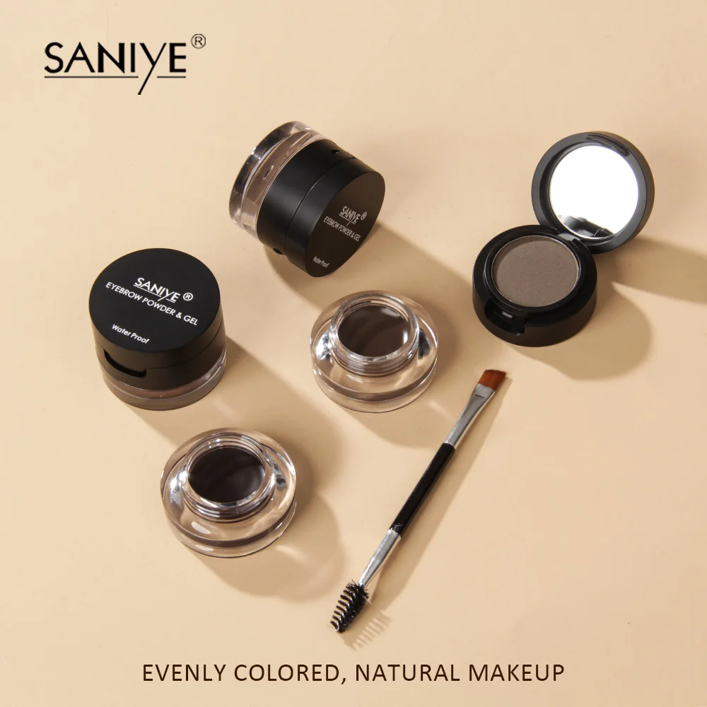 SANIYE 2 в 1 водонепроницаемый BrowGel пудра для бровей Гель крем с кисточкой карандаш
