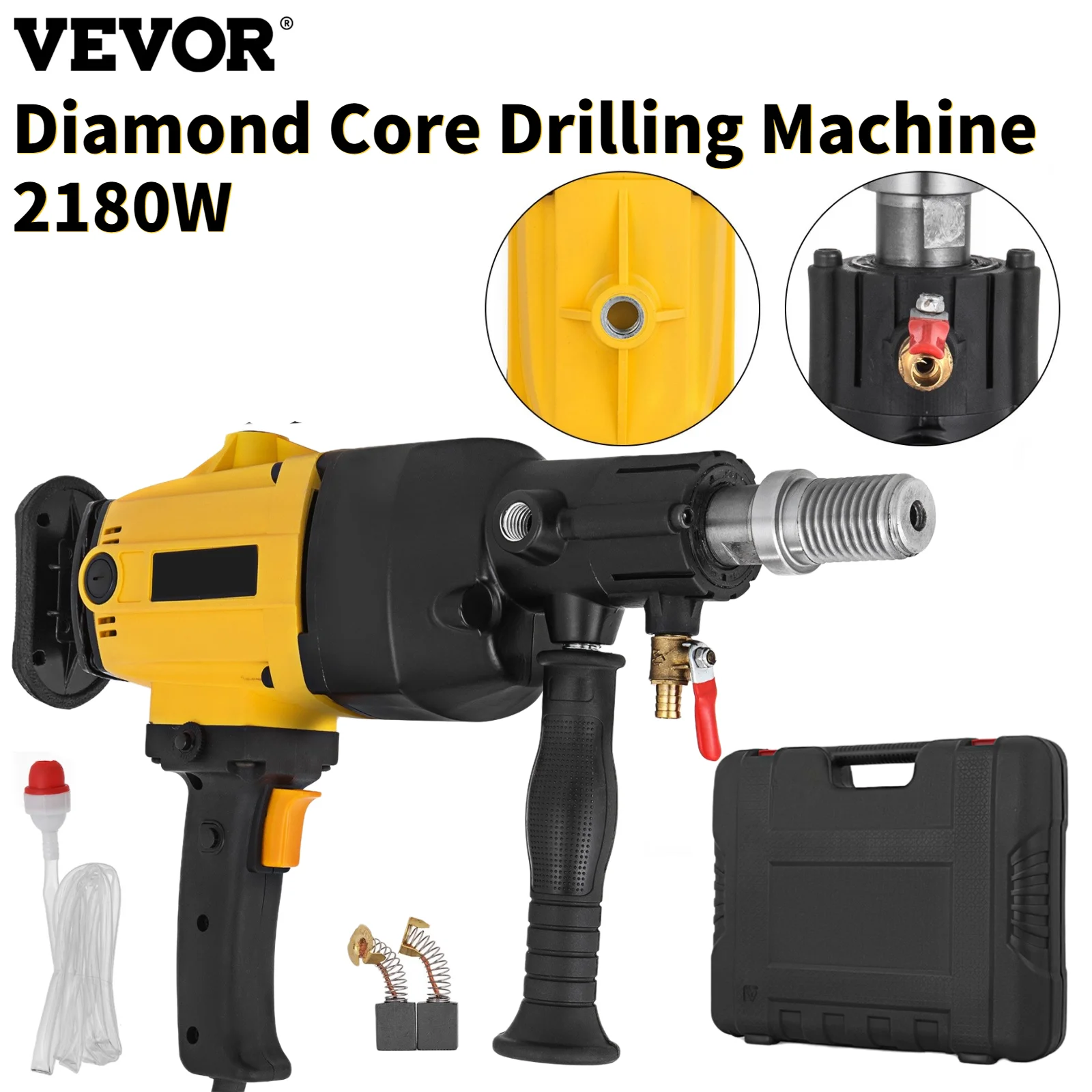

VEVOR 2180W Diamond Core Drilling Machine Handheld Variable Speed Wet Dry Concrete Drill Rig for Brick Stone Ceramic Range 160mm