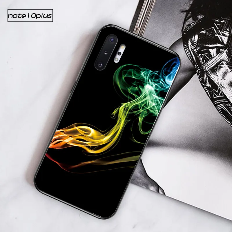 Smoke Чехол для телефона для samsung Galaxy A40 A50 A60 M40 A70 A6S A8S S7 S8 S9 S10 S6edge Plus Note 8 9 Tempered Стекло Мрамор туманность - Color: Smoke
