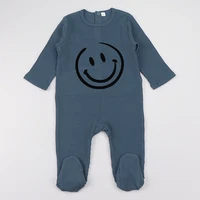 baby romper kids clothes long sleeves ribbed pajamas baby overalls flocking smile boy girls clothes footies autumn winter romper