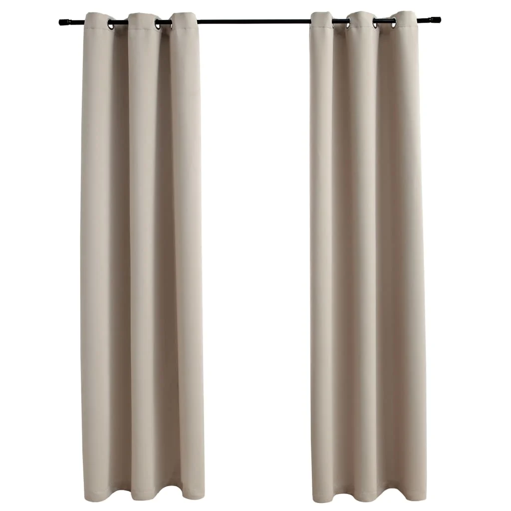 

Blackout Curtains with Rings 2 pcs Beige 37"x84" Fabric