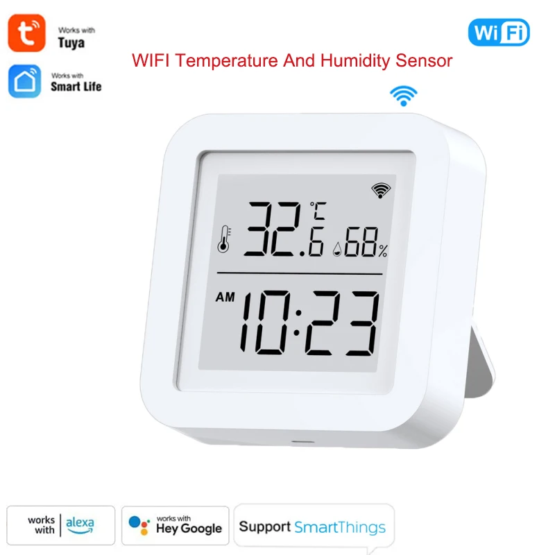 

Tuya WIFI Temperature And Humidity Sensor Indoor Hygrometer Thermometer Detector LCDDisplay Support Alexa Google Home Smart Life