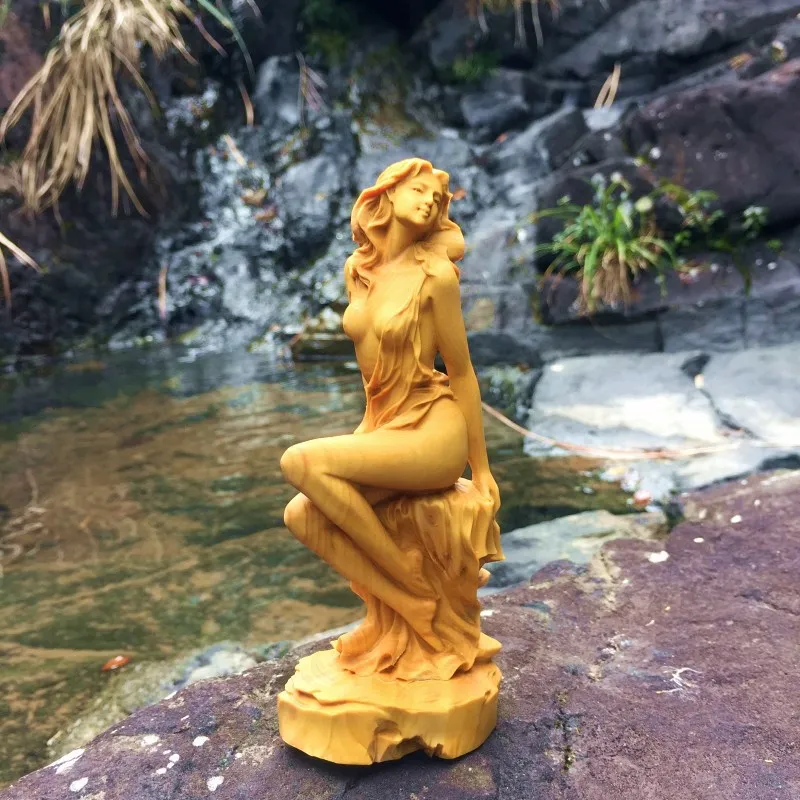 

Modern solid wood goddess statue,Modern art sculptureHand-carved wooden figuresHome living room loft decoration Gift Figurines