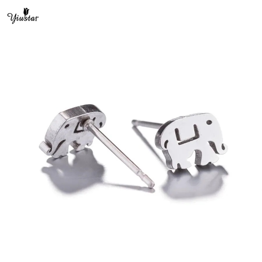 Yiustar милые серьги Слоник черные из нержавеющей стали изысканные гвоздики в виде