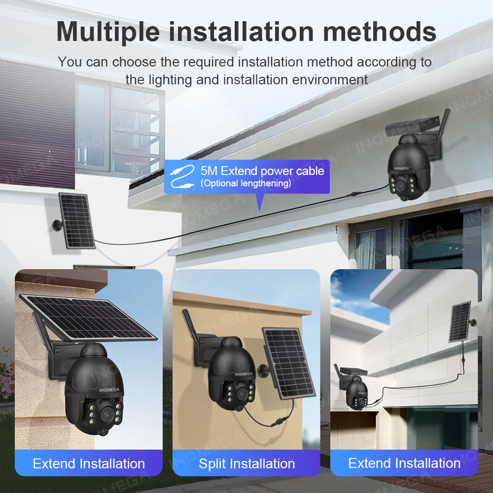 

INQMEGA WIFI Outdoor Solar Camera Video Surveillance Wireless Security Detachable Solar Cam Battery Recorder