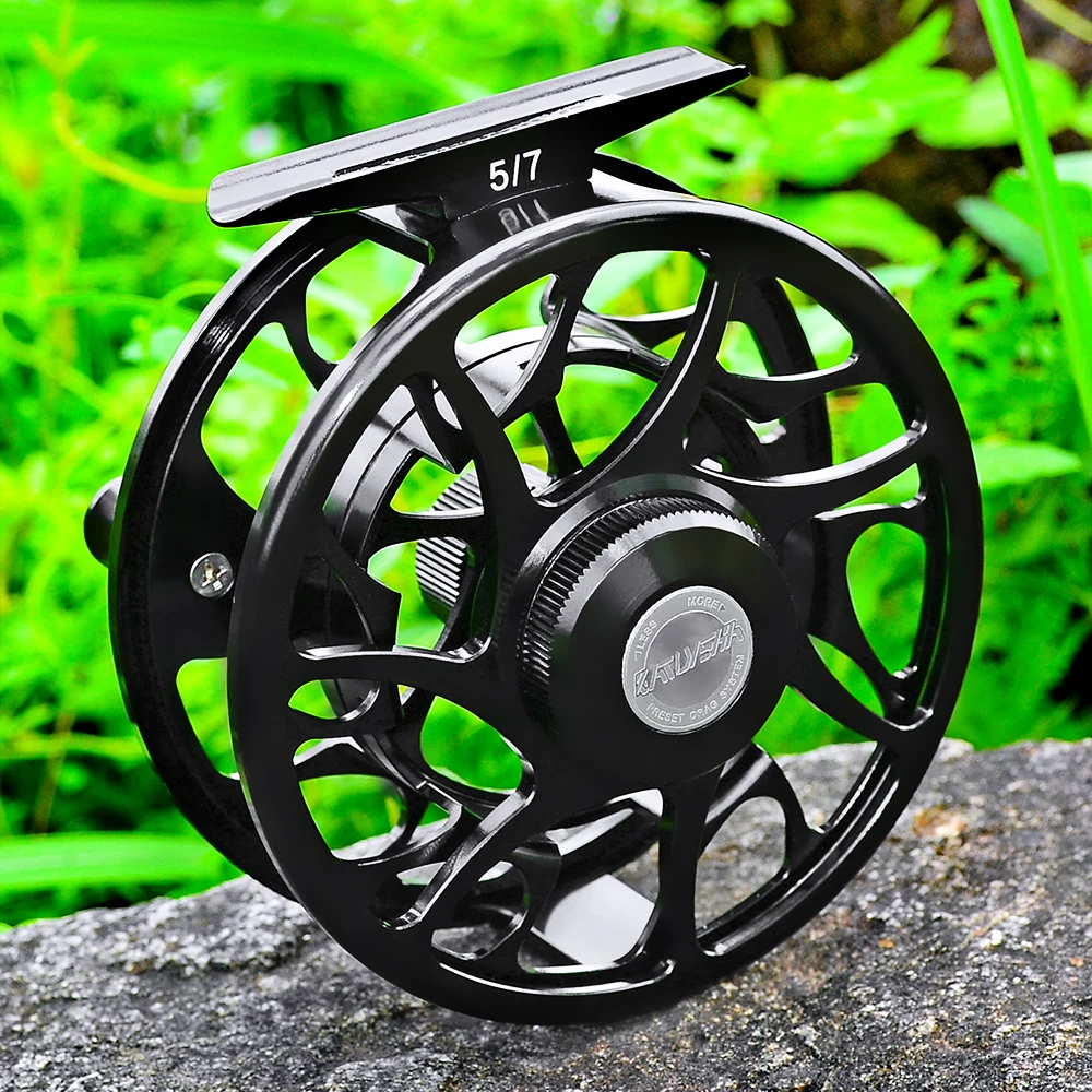 

3+1BB Fly Fishing Aluminum 5/7-7/9-9/10 WT Wheel Fly Fishing Reel Fly Reel CNC Machine Left&Right Handle Black Color Casting New