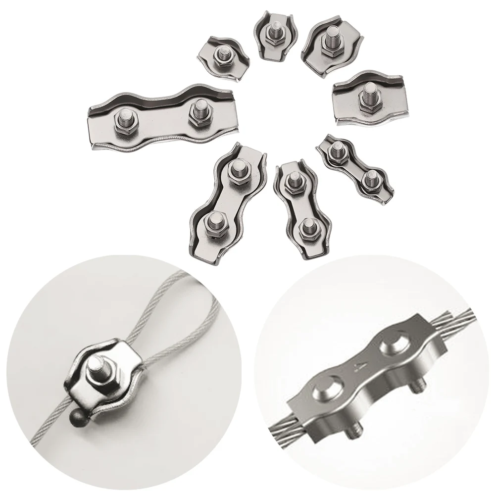 

5Pcs M2-M5 Stainless Steel Simplex 1/2-Post Bolt Clip Wire Rope Cable Clamp Caliper Rope Simple Grip