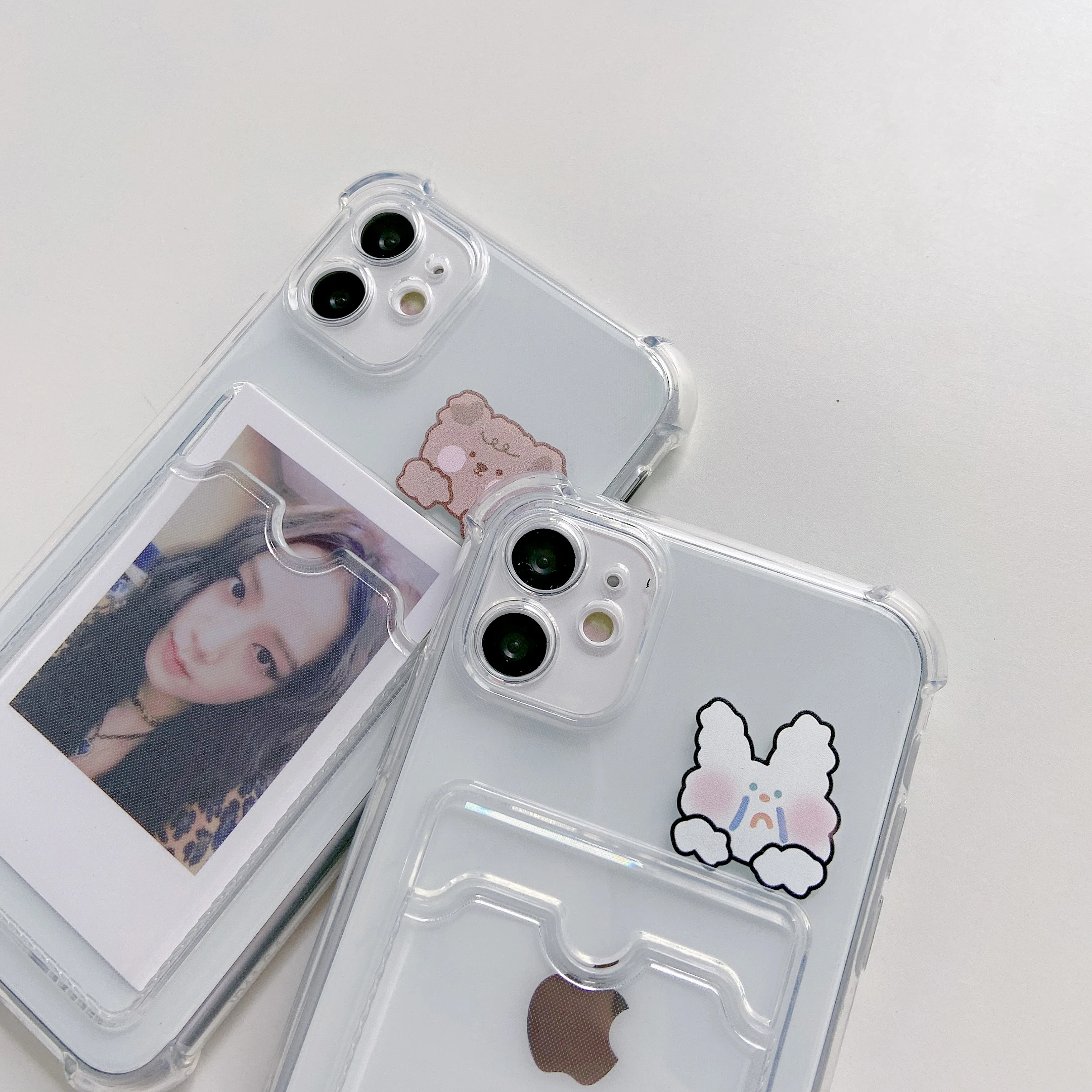 

JWMOVE Cute Bear Cartoon Rabbit Shockproof Phone Case For iPhone 11 12 13 Pro XS Max X XR Mini 7 8 6 Plus Soft Wallet Cover Card
