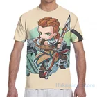 Милая футболка horizon zero dawn aloy chibi для мужчин и женщин, модная футболка с принтом по всей длине для девочек, топы для мальчиков, футболки с коротким рукавом