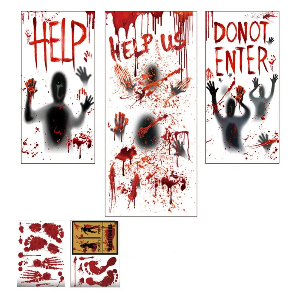 

PVC Delicate Halloween Scary Window Posters DIY Halloween Party Stickers Stick Tightly for Role-playing Parties