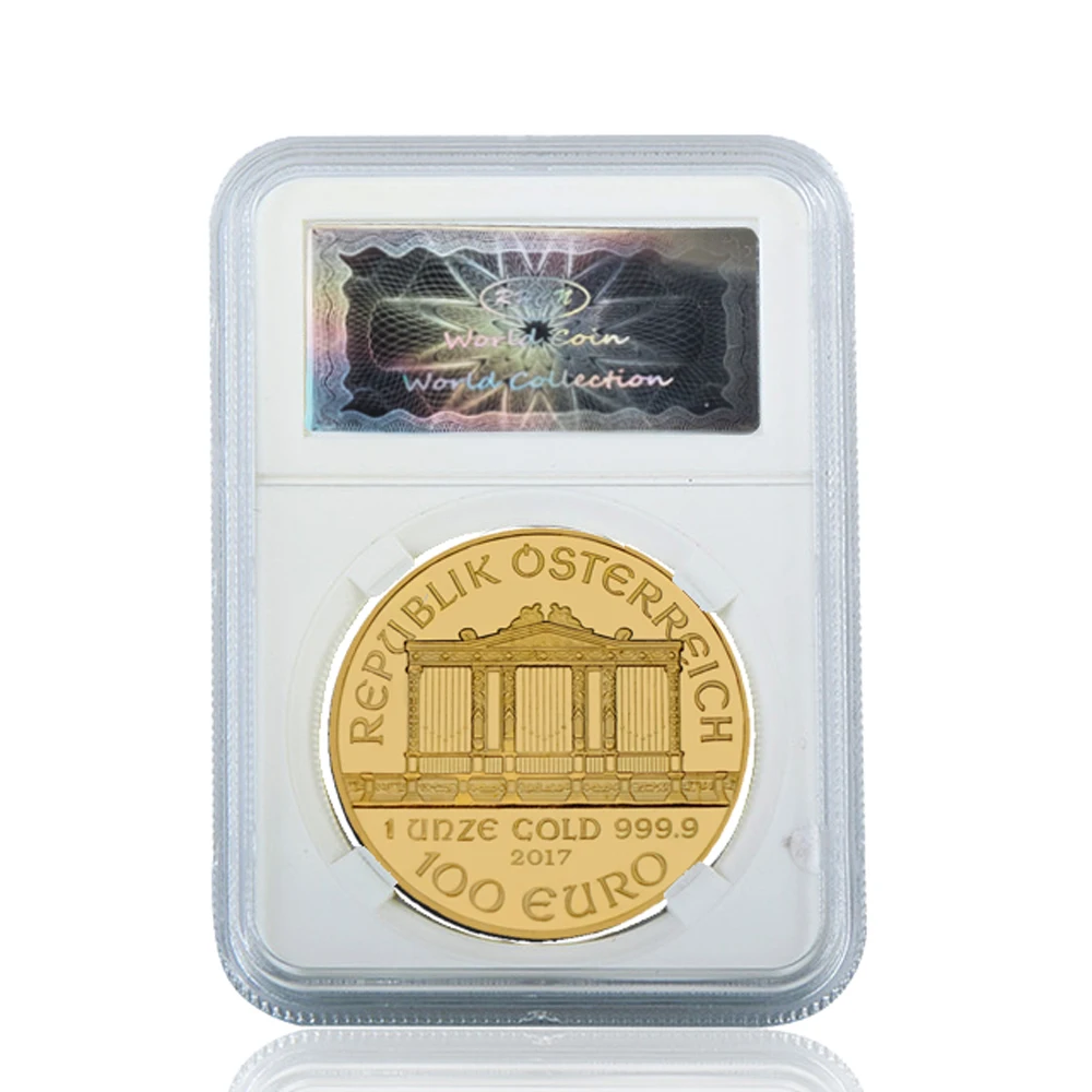 Coin with case RH позолоченные австрийские винеры Philharmoniker музыкальные памятные монеты коллекционные вещи для коллекционных подарков деловые подарки - Цвет: Coin with case