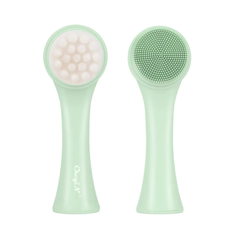 Двухсторонняя Очищающая щетка для лица ручная силиконовая пор от акне угрей