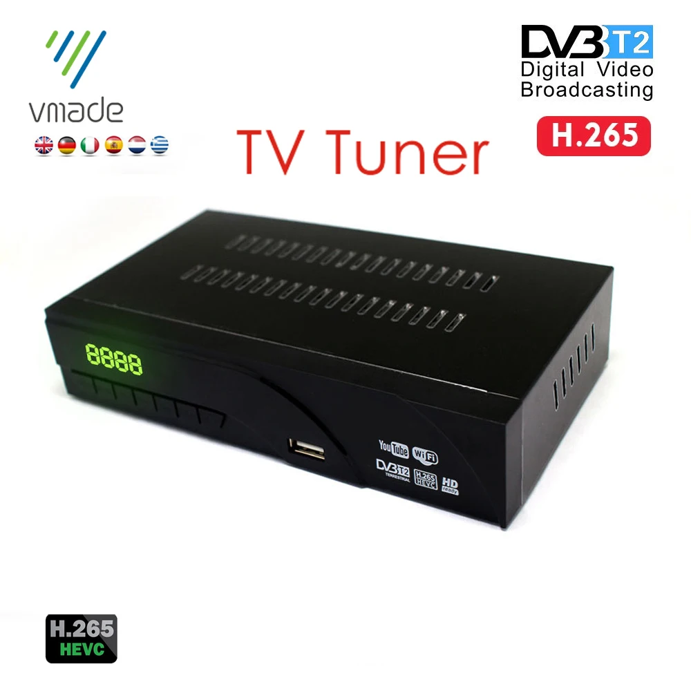 Цифровой ТВ-приемник Vmade DVB-T2 спутниковый H.265/HEVC с ТВ-тюнером поддержка SCART Youtube MPEG-4