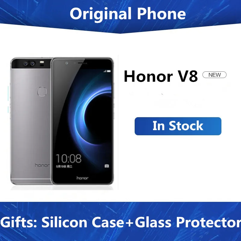 Honor V8, 4 ГБ, 64 ГБ, 4G, LTE, сотовый телефон, разблокировка отпечатков пальцев, 5,7 дюймов, 2K экран, Android 6,0, камера 12 МП, NFC, VR очки